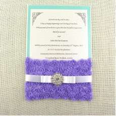 Handmade Invitation Card Purple Rose Decoration Wedding Card Rectangle
